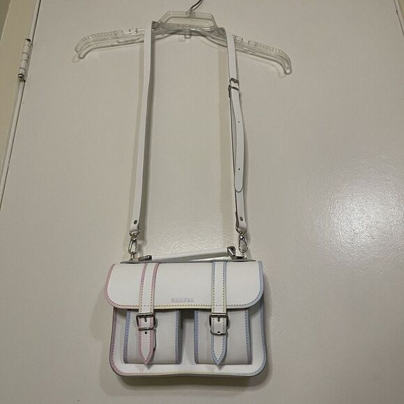 NWOT GRAFEA white pastel Crossbody satchel leather purse - Picture 1 of 11